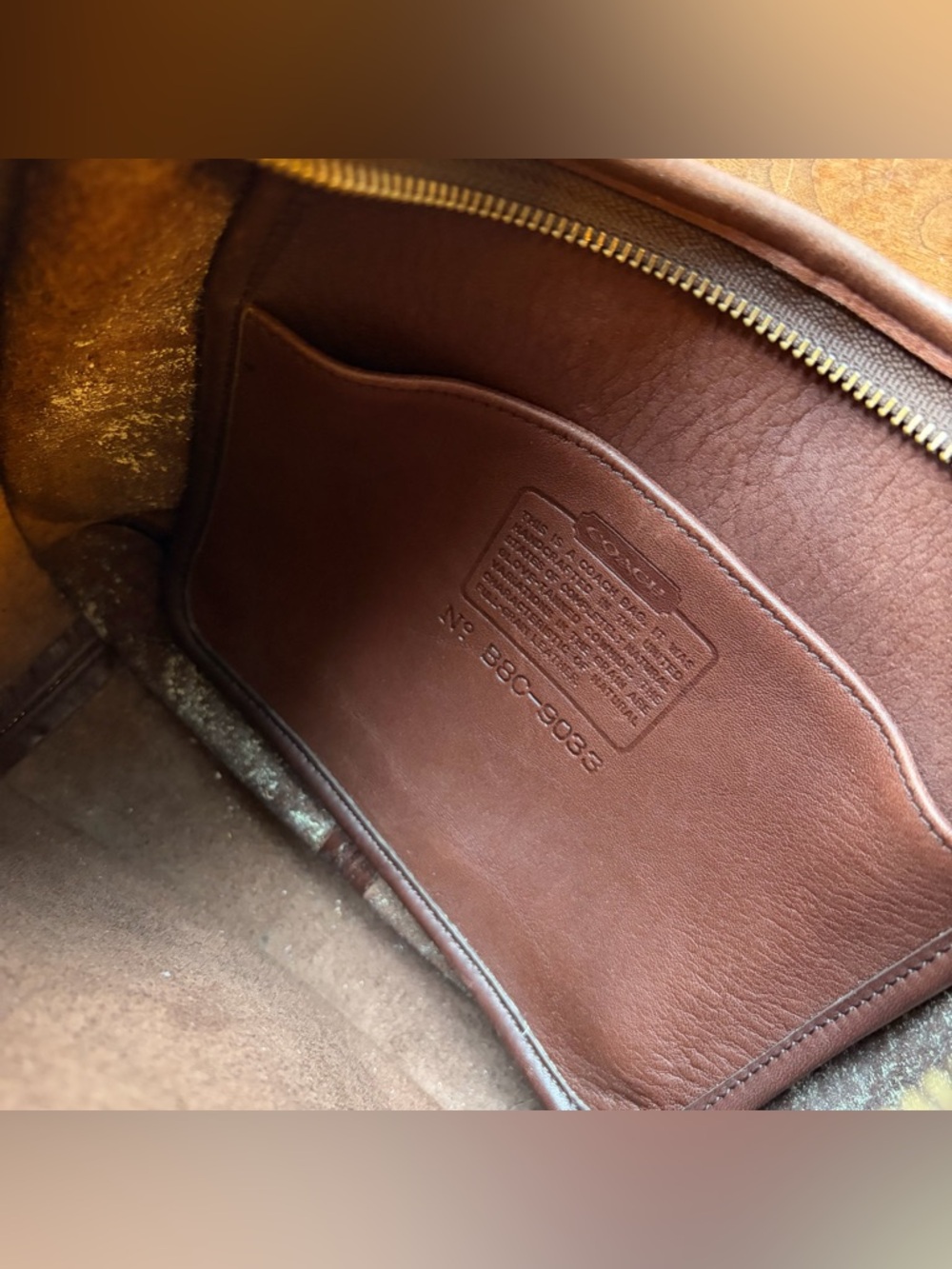 COACH Ergo Pocket Zip #9033 Mahogany Brown Leather Vintage 90s Hobo Shoulder Bag - Picture 11 of 11